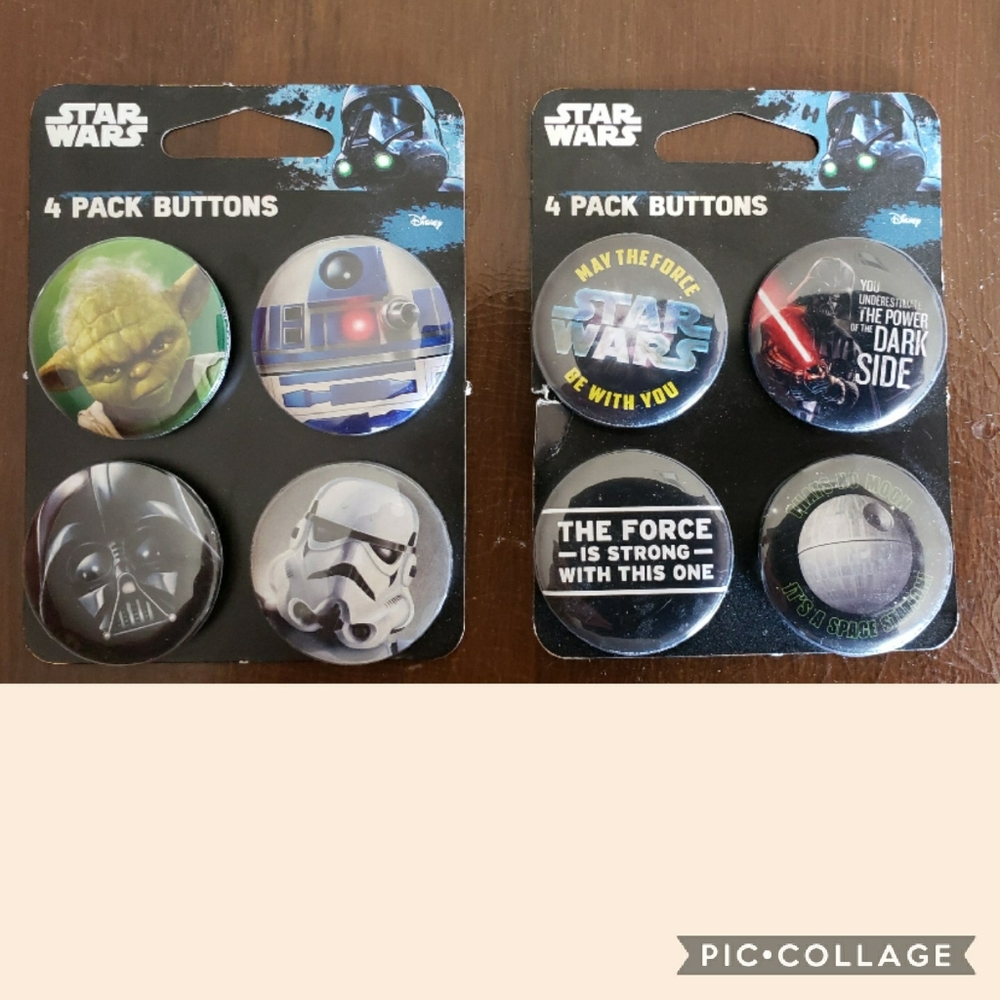 New Vintage 2 sets Star Wars 4 button set